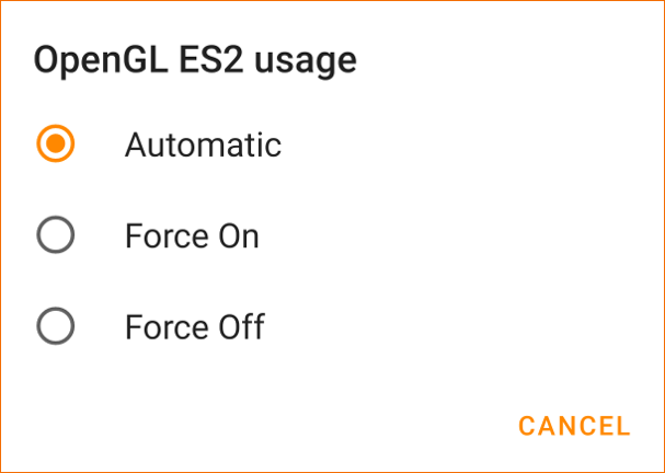 OpenGL ES2 usage settings