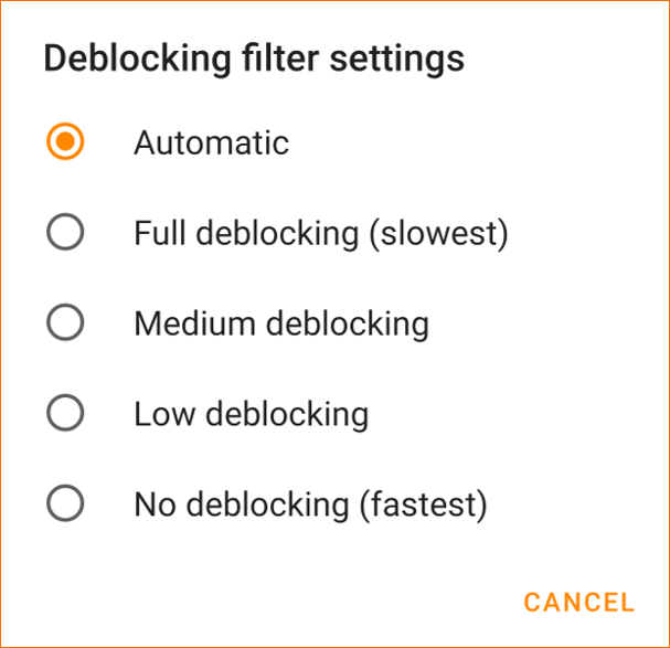 Deblocking filter settings