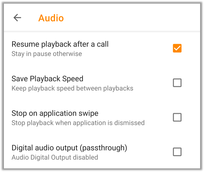 Audio Extra Settings