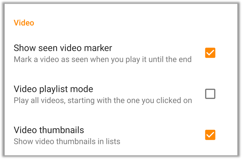 Video Interface Settings