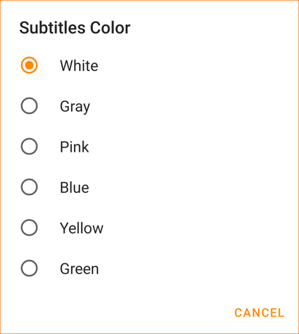 Subtitles color options