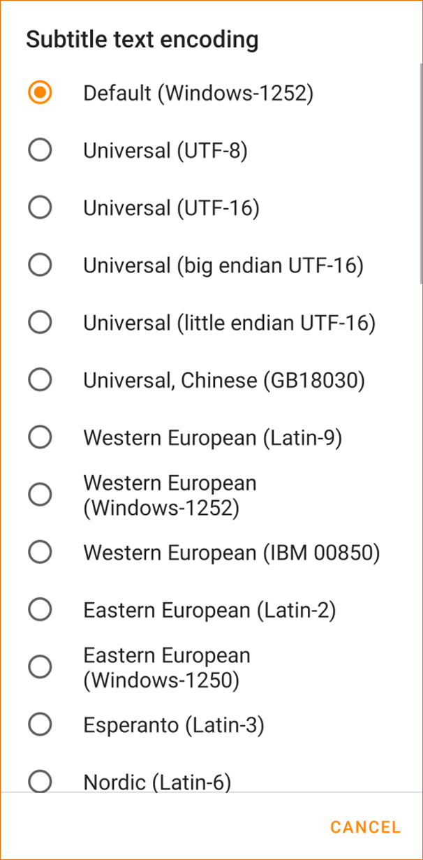 Subtitles encoding options