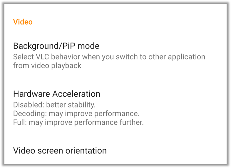 General Video Settings